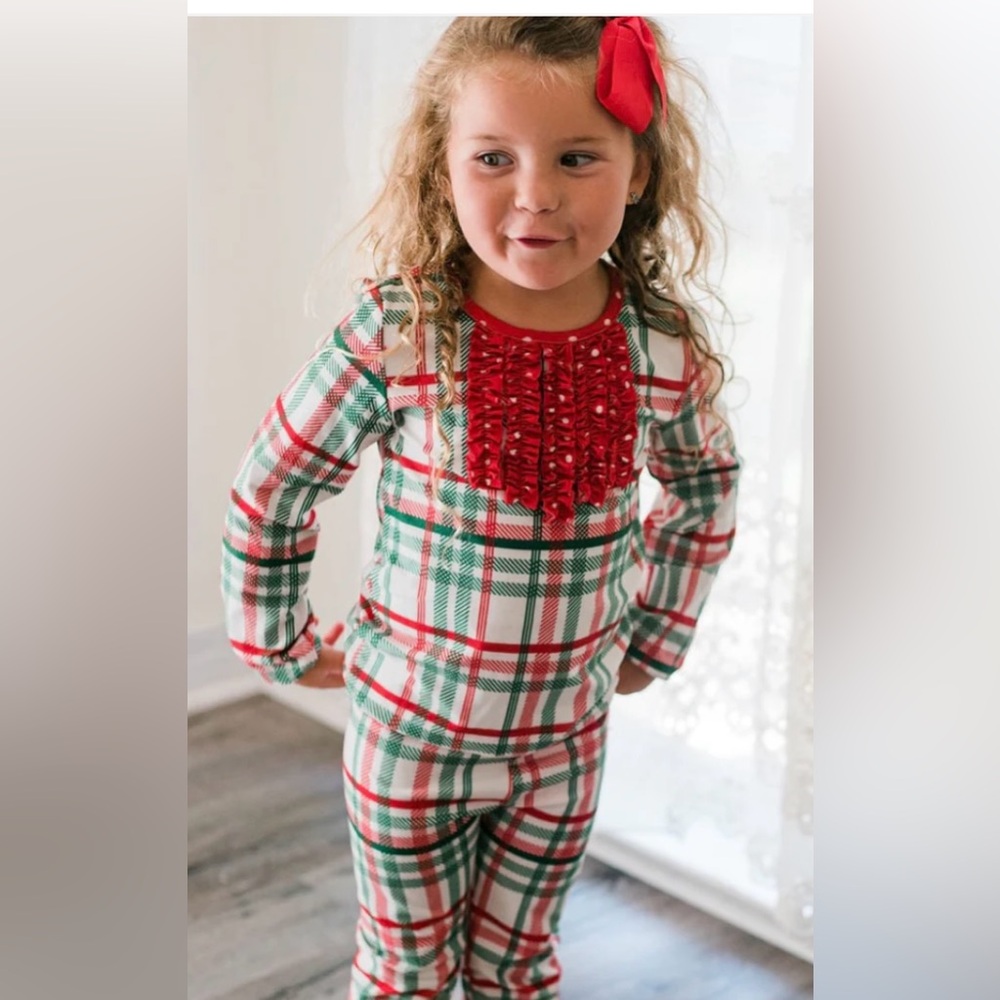 SUGAR BEE CLOTHING Ruffle Buttflap Plaid size 12 girls